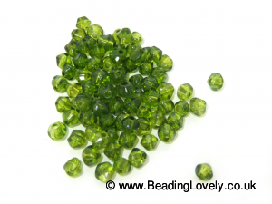 B-Bi-11 - Faceted Bicone Glass Beads 4mm - Olive Green