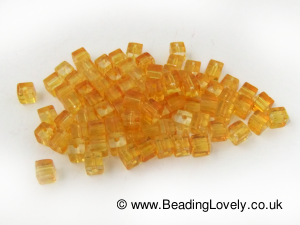 B-S-12 - Orange Glass Cube Beads 4mm