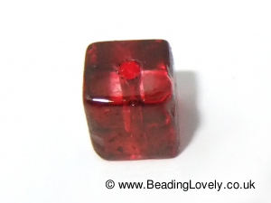 B-S-01 - Ruby Red Glass Cube Beads 4mm